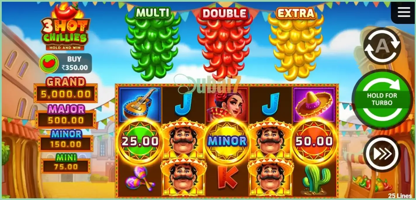 Start playing 3 Hot Chillies on Dubai7 with a minimum bet of just ₹5!