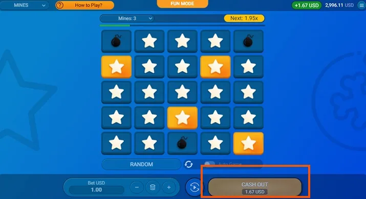 Mines Game Step 6:Cash out