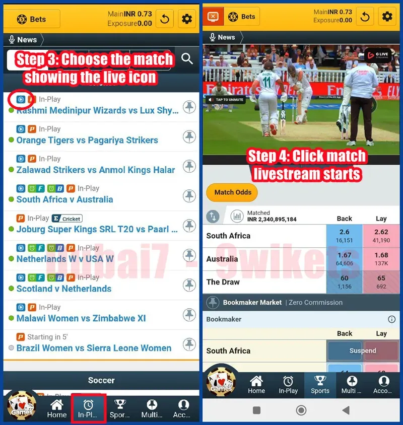 Steps 3 and 4 of watching cricket live