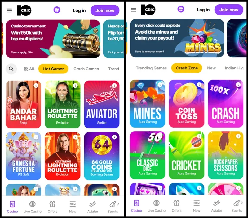 10CRIC Popular Games