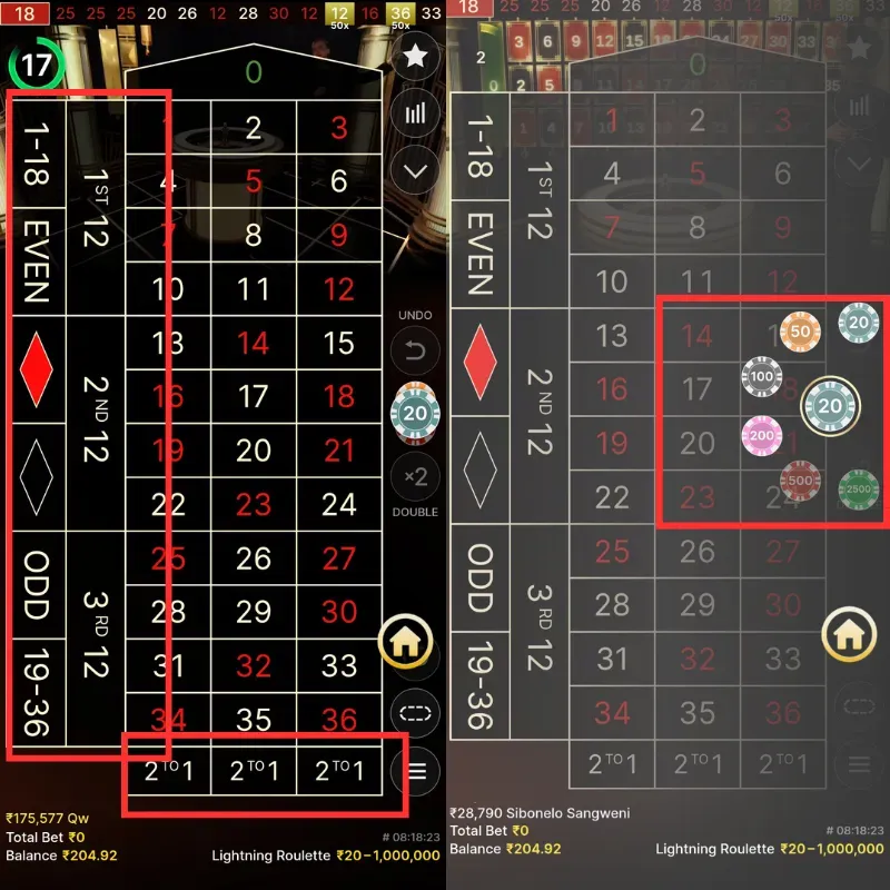 Lightning Roulette Outside Bets