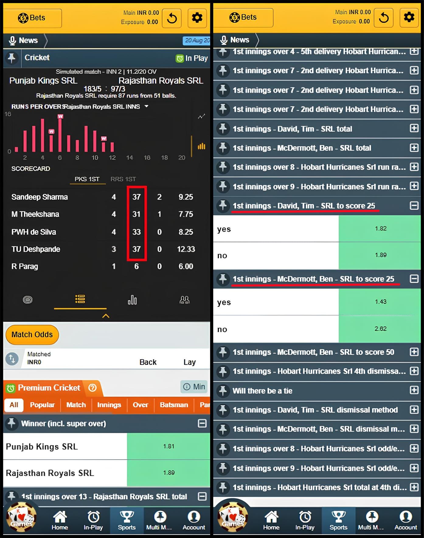 SRL Virtual Cricket – Bet More on Teams Scoring 25 Runs in an Innings