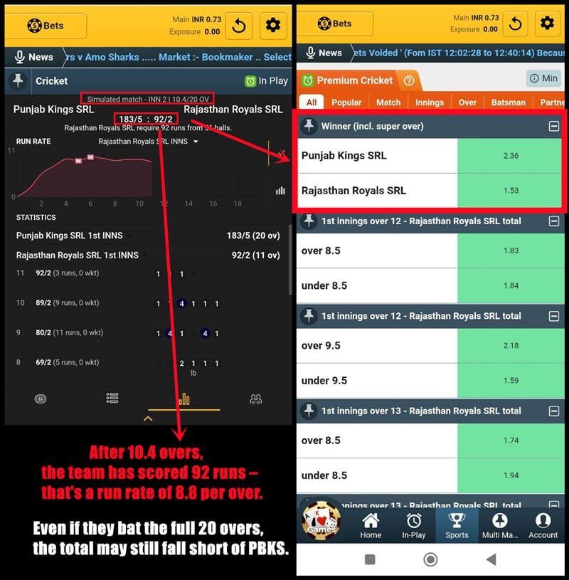 SRL Virtual Cricket – Calculate Overs and Scores