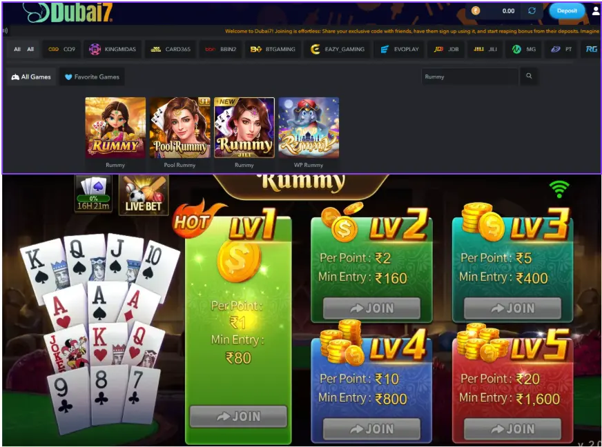 Points and Pool Rummy Game Play