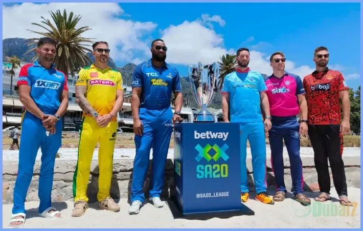 SA20 captains line up with the trophy before the new season kicks off in South Africa.