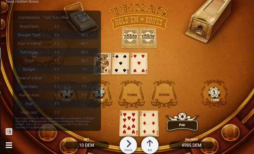 Texas Hold'em Gameplay