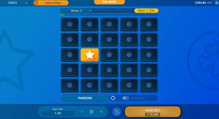 Mines Game Step 4 and 5:Start the game and tap a tile