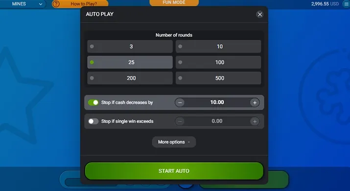 SPRIBE Mines:Set Auto Mode 1