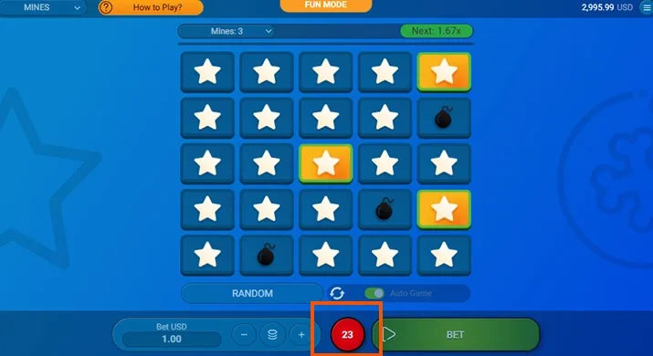 SPRIBE Mines: Stop Auto Mode